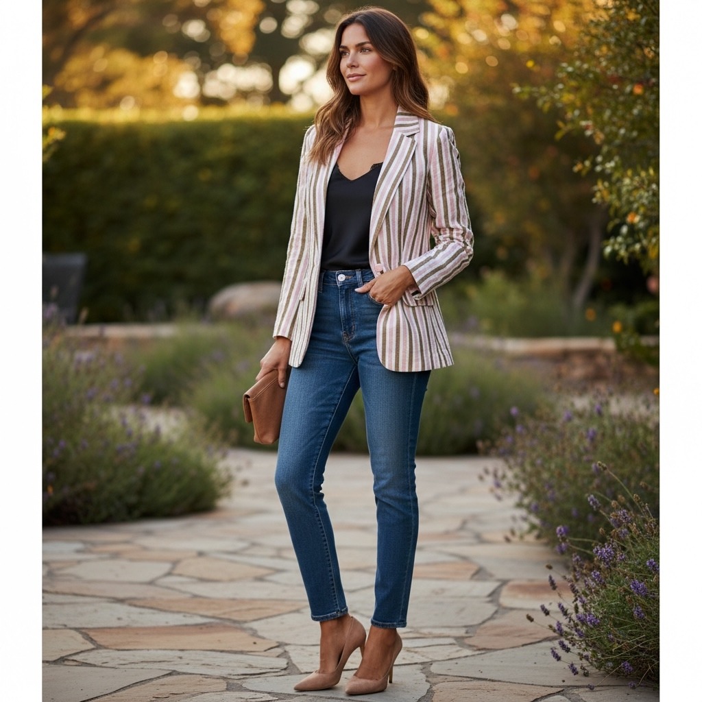 Nwt Frame Pink & Copper Striped Blazer Chic Statement Classy Old Money Size 0